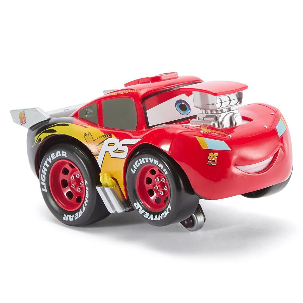 Disney Store Official Lightning McQueen Push 'N' Go Talking Vehicle - Pixar Cars Toys - Talking & Moving Action - Cars Movie Toys - Engine Reveal