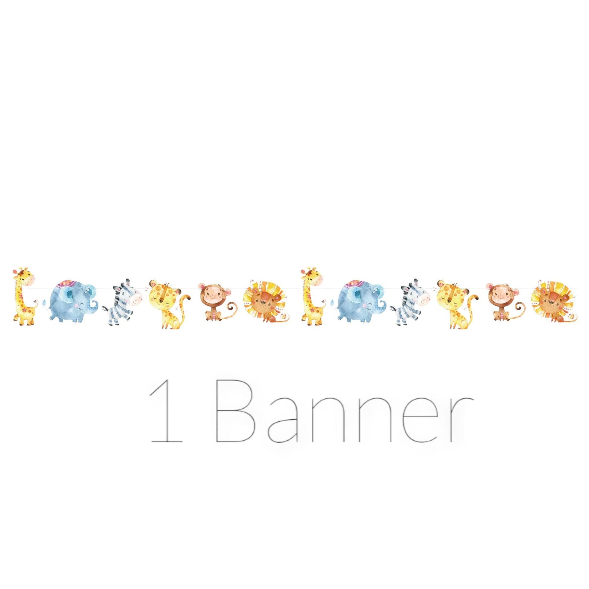 Oojami Jungle Safari Tablecloth Set with Banner - Baby Shower Party Supplies 54"x108" - Waterproof PE Material - Adorable Animal Print with Lions