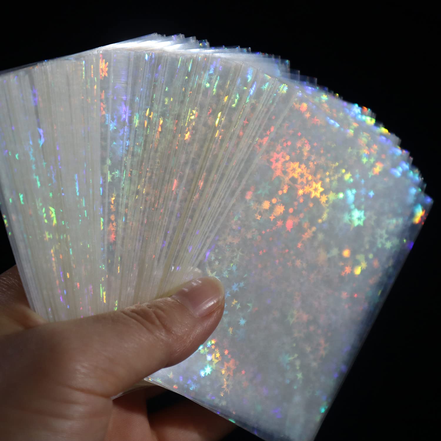 Black Lotus 100pcsLot Little Star Laser Flashing Card Sleeves Trading Cards Shield Magic Card Protector Holographic Foil Protective Cover 61x88mm