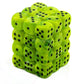 Chessex Vortex Bright Green with Black Numbers 12 mm Dice Block (36 dice)