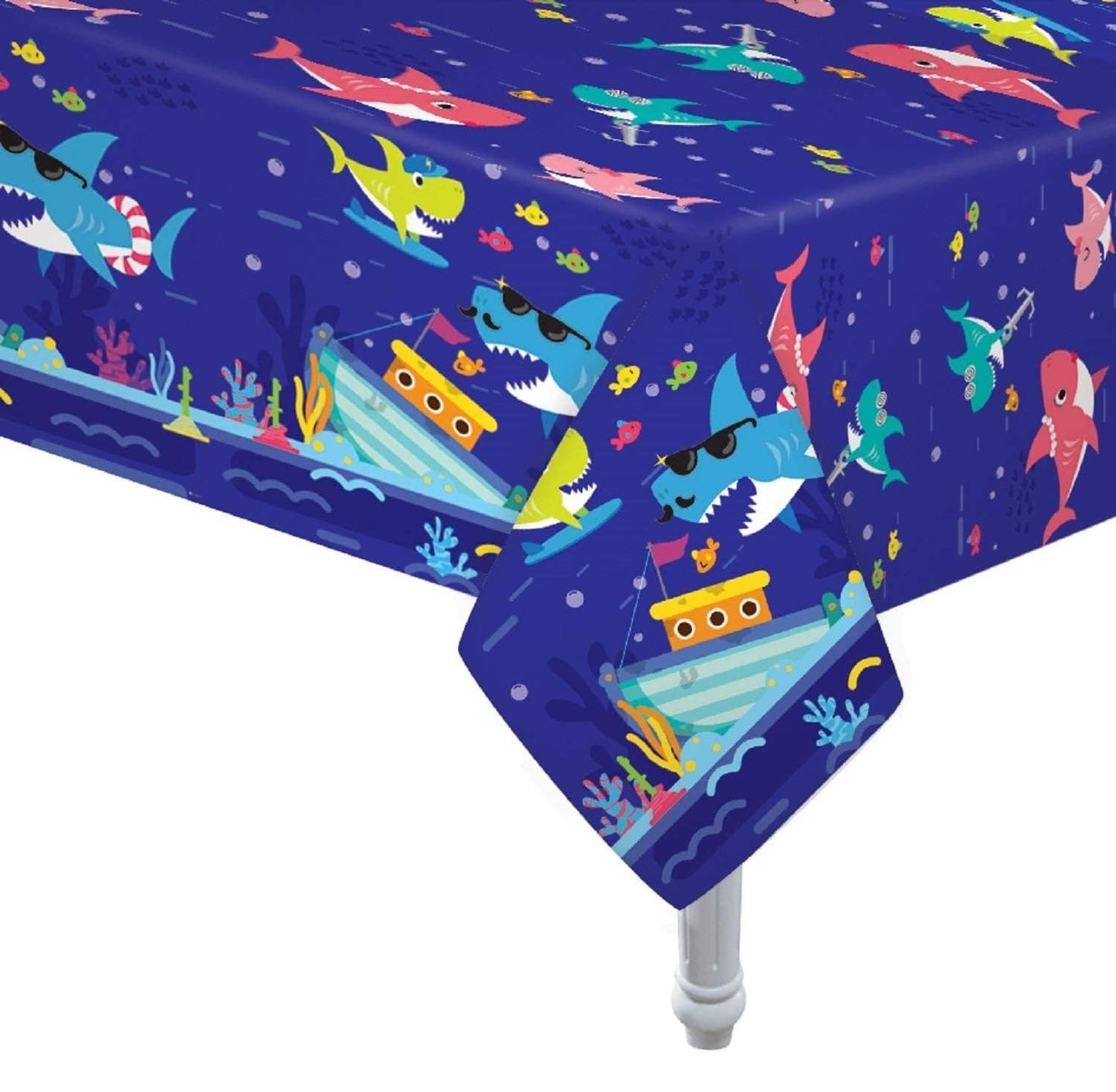 Oojami 4 Pack Shark Theme Table Covers Size: 54" x 108" Ideal for Your Kids Shark Theme Parties, Baby Showers and Many Many More