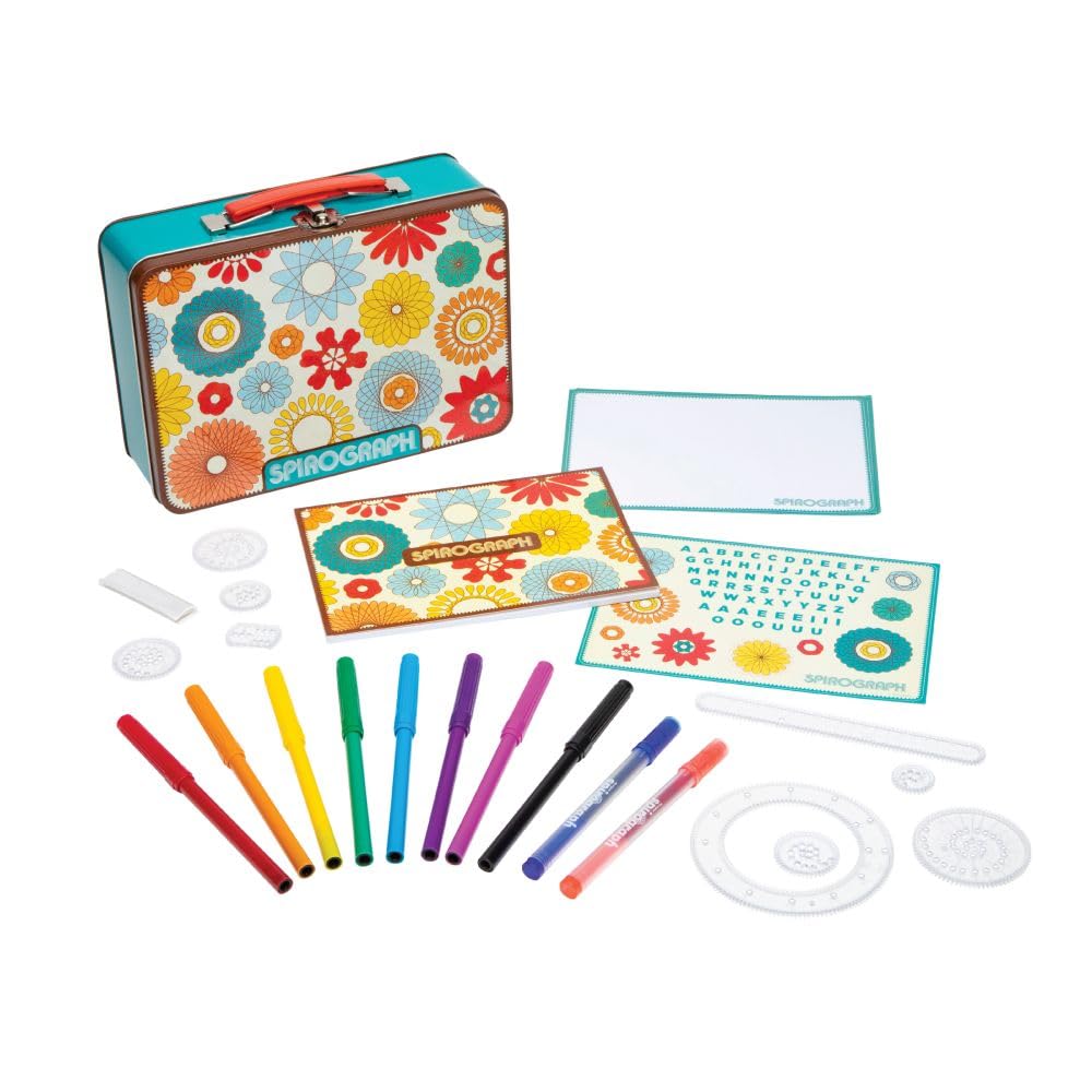Spirograph Lunchbox Set -Arts and Crafts, Kids Toys, Art Supplies, Craft Supplies, Drawing Kit, Spiral Art, Classic Gear Design Kit, Case, Pens