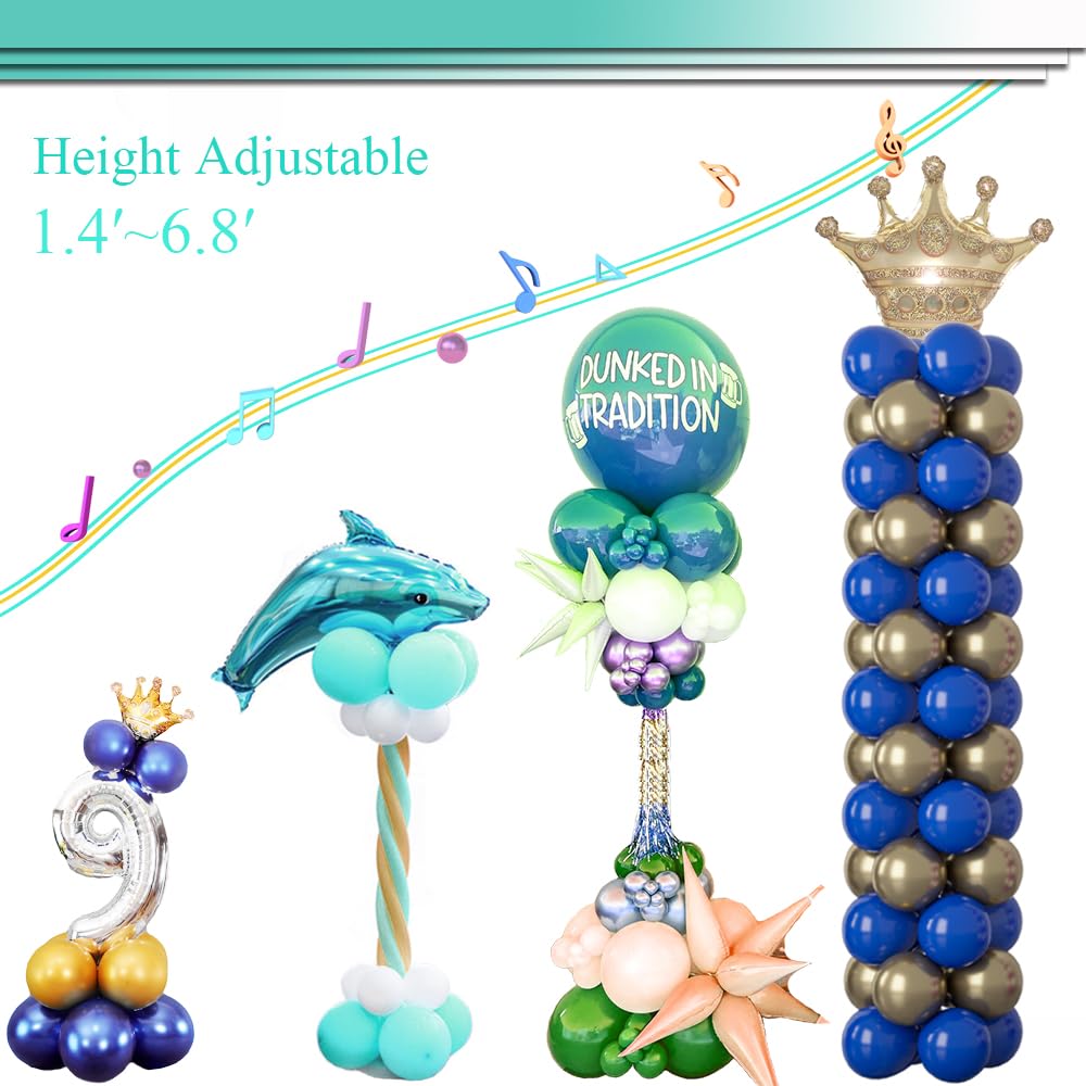 Decojoy Balloon Column Stand Kit Set of 2, 2IN1 Balloons Holder Sets Ballon Arch stand for Floor, 9 Feet Height Adjustable Metal Baloon Tower Pillar