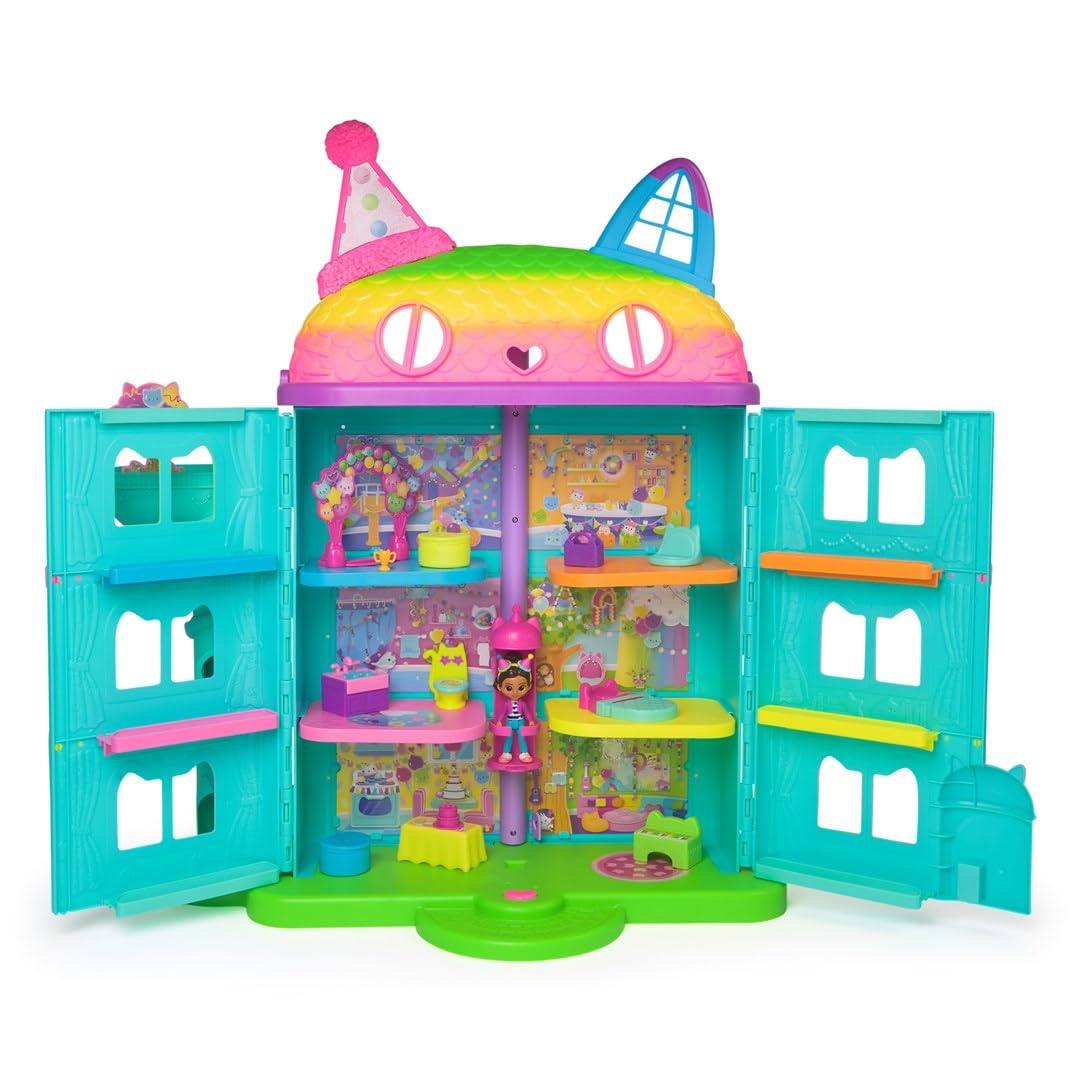 Gabby's Dollhouse, 15 Pc Celebration Dollhouse, 25-Inches Tall, with Toy Figures, Doll House Furniture & 10 Sounds, Kids Toys for Girls & Boys Ages 3+