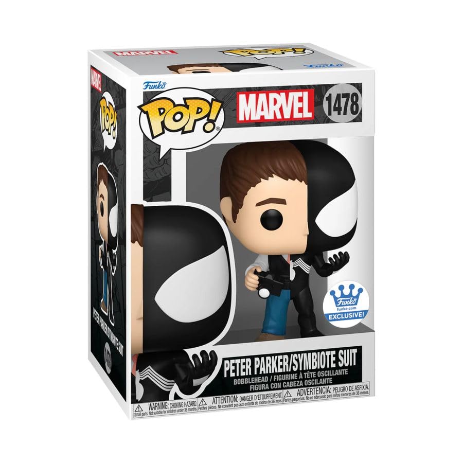 Funko Pop! Marvel #1478 Peter Parker/Symbiote Suit Vinyl Bobblehead, 3.8 inches, Shop Exclusive