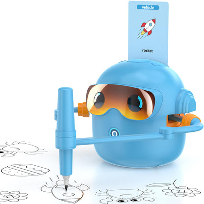 Kids STEM Drawing Robot, Voice Interactive Learning Toy with 100 Word Cards & 12 Color Pens, Educational Art Machine, for Toddlers Boys Girls Ages 3-8