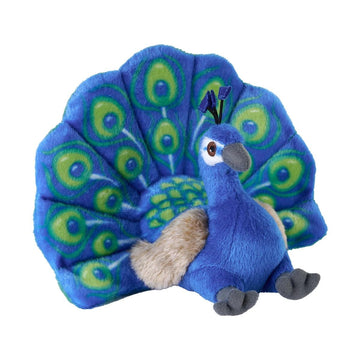 Wild Republic Cuddlekins Eco Mini Peacock, Stuffed Animal, 8 Inches, Plush Toy, Fill is Spun Recycled Water Bottles, Eco Friendly