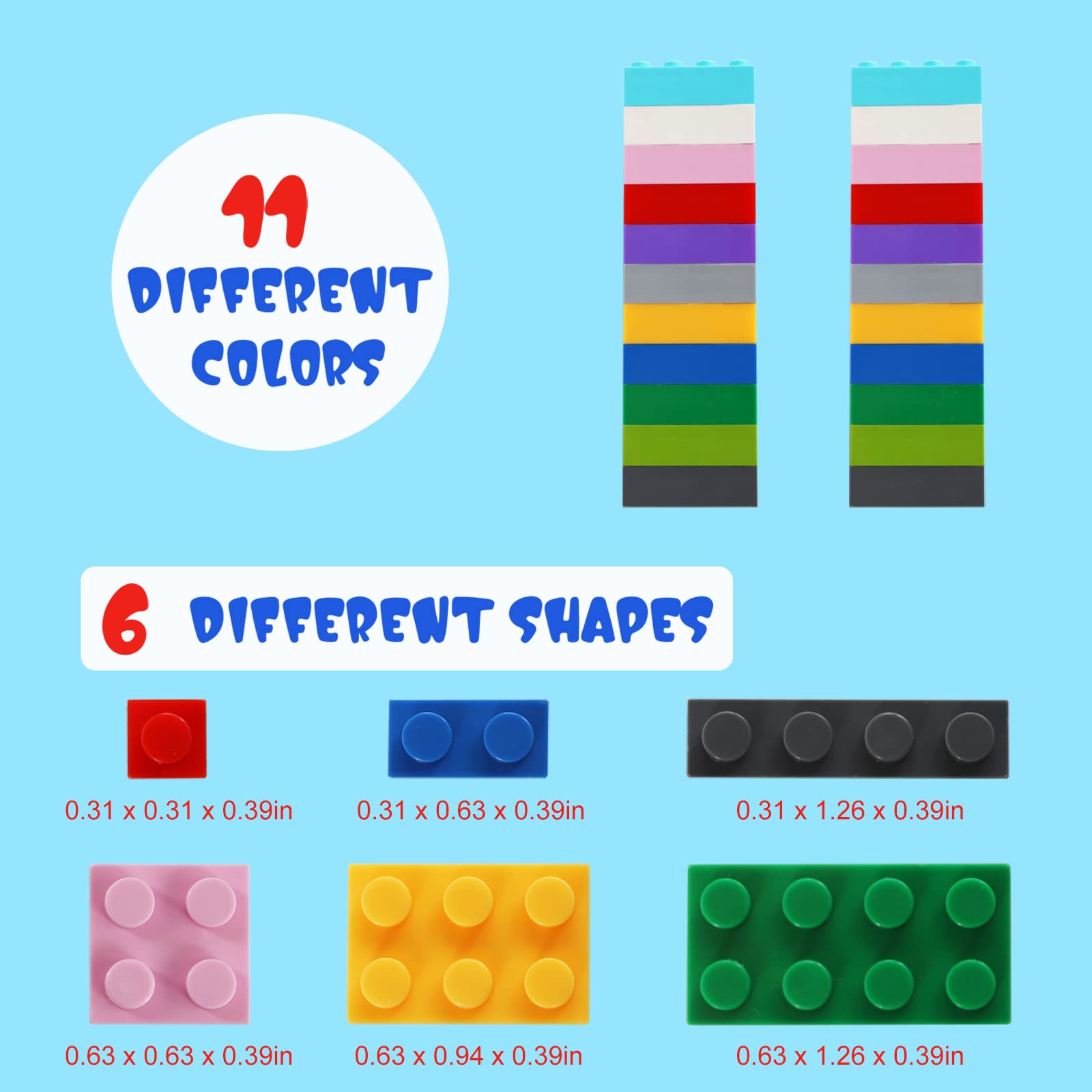 Building Blocks 1000 Pieces Classic Building Bricks Compatible with All Major Brands with 3 Baseplates Preschool Learning Educational Toy Present