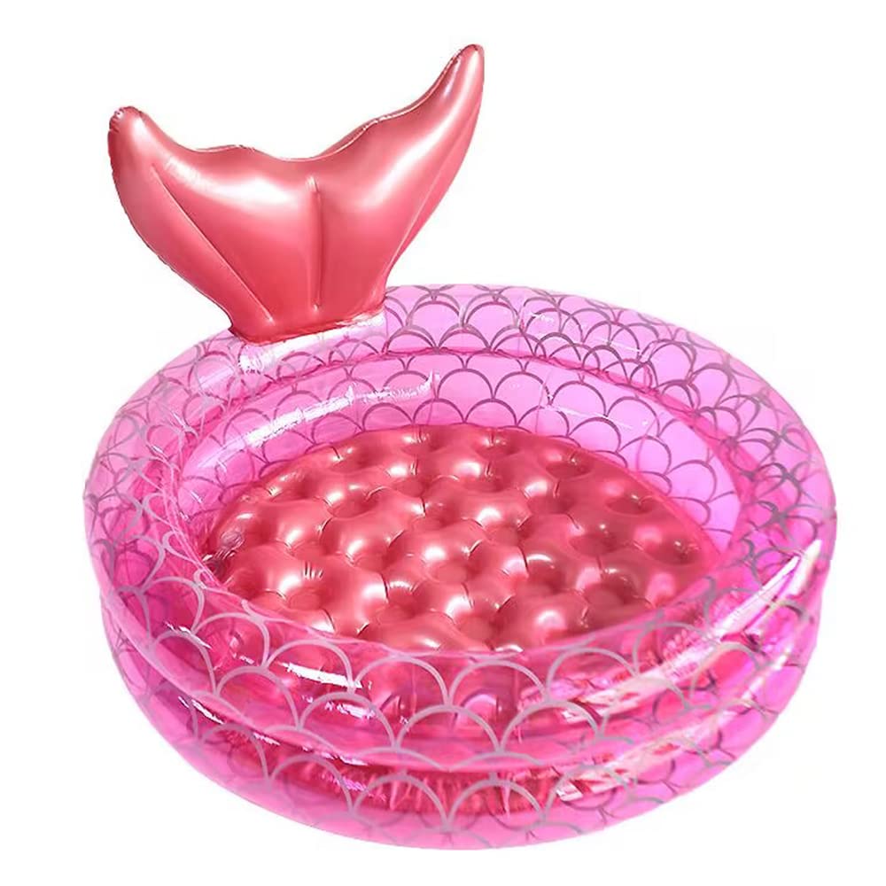 Inflatable Kiddie Pools Mermaid, Backyard Round Swimming Pool for Kids, Cute Raft Paddling Pool Indoor&Outdoor Toddler Fun Water Swim Beach Floaties