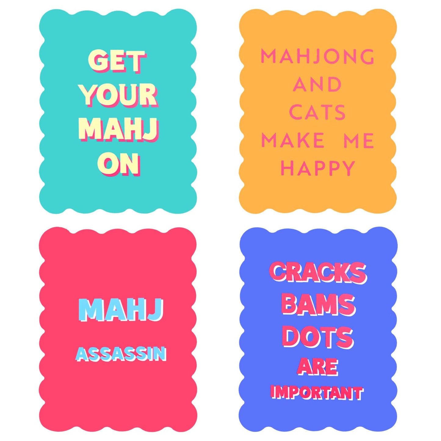 Xelbreelark Mahjong Tile Shufflers Set of 4, Ripple-Edged & Stylish Printed Design Portable Plastic Mahjong Accessories for Fast Mixing, Easy Wash