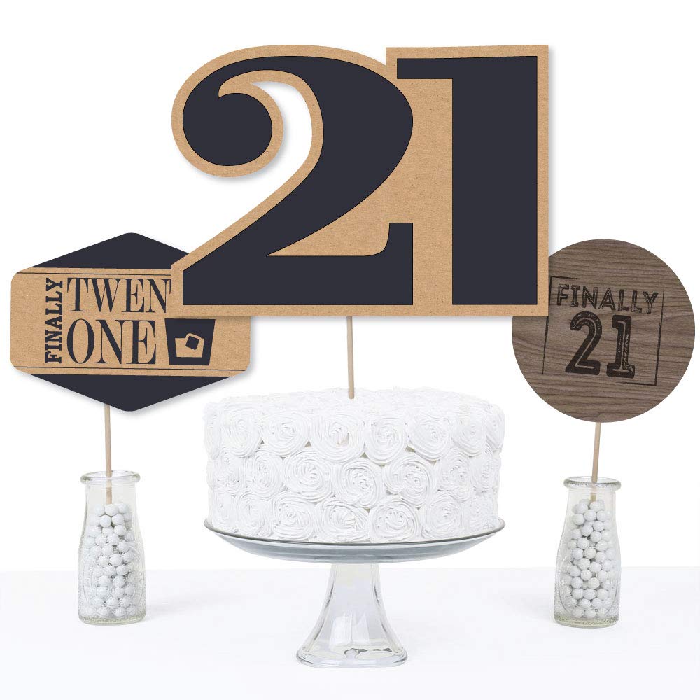 Big Dot of Happiness Finally 21-21st Birthday Party Centerpiece Sticks - Table Toppers - Set of 15