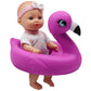 Dream Collection: 10" Bath Time Baby Doll & Flamingo Floatie Set - Onesie Outfit & Headband, Swaddle Blanket Towel, Hard Body, Water Play Toy, Kids 2+