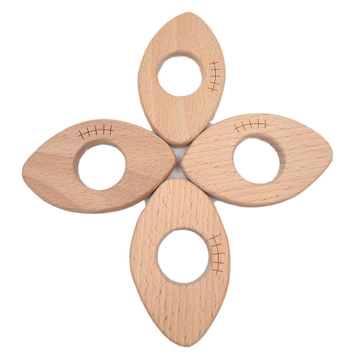 Alenybeby Natural Wooden Baseball Montessori Toy Pendant Pure Natural Beech Wood Animal Shape Toy For Handmade Necklace/Bracelet (10pcs)