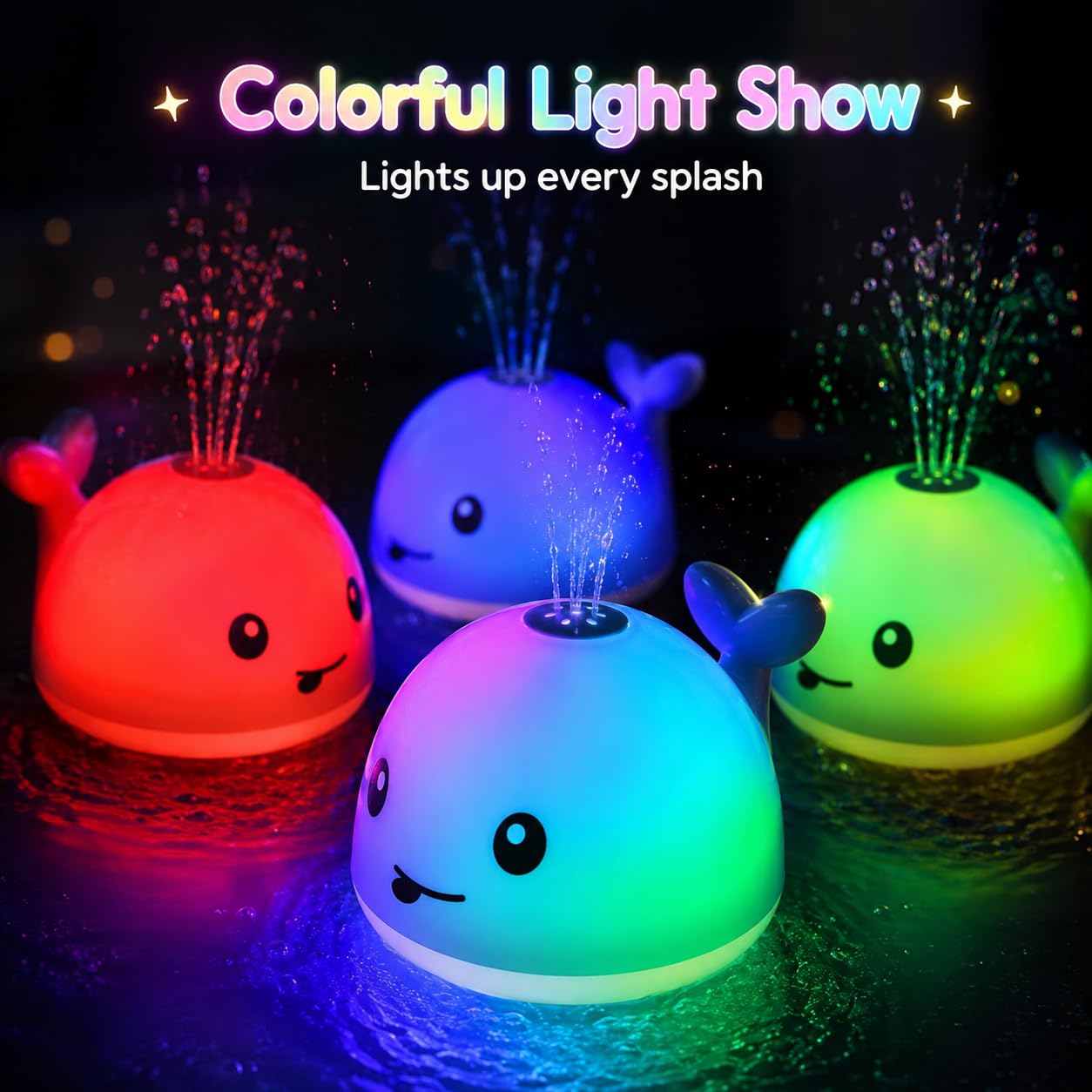 Gigilli Bath Toys for Kids, Baby Bath Toys, Pool Water Toys for Toddlers, Babies Boy Girl Gifts, Light Up Whale Bath Toy Sprinkler, Birthday Bathtub