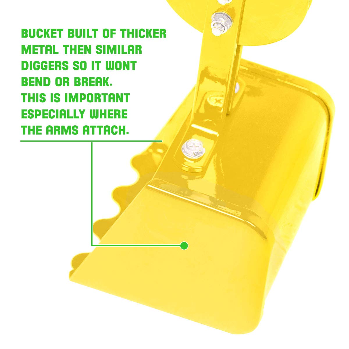 Sandbox Digger Toy Excavator with Wheels- Foldable Playground Equipment for Outdoor Play w/No-Bend, No-Pinch Heavy Duty Metal Ride On Sand