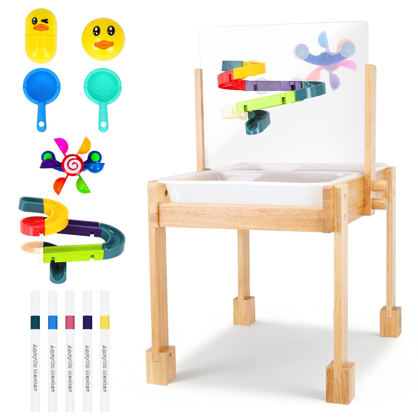 ZMLBTF Sand and Water Table for Toddlers, Wooden Activity Sensory Table