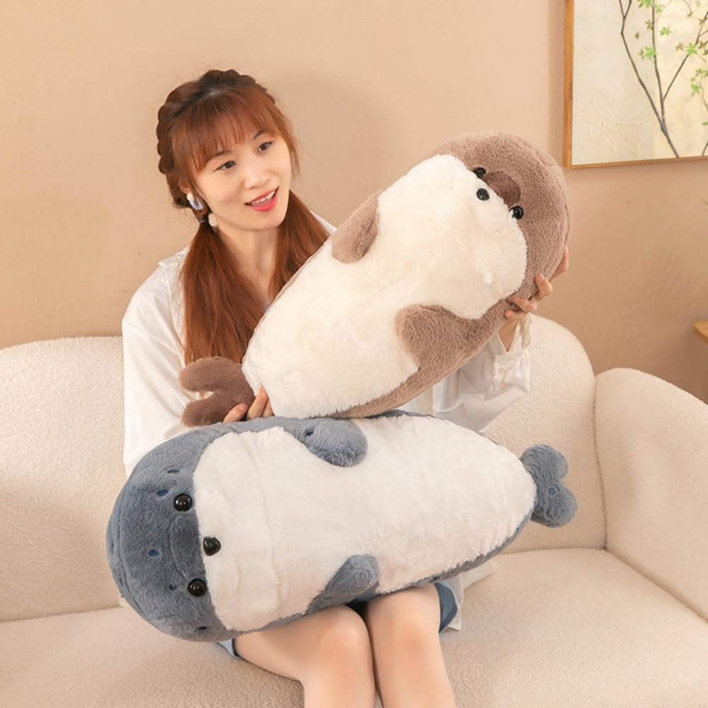 Xshelley 24 inch Otter Marine Animals Plush Hugging Pillow,Cartoon Sea Otter Stuffed Animal Plush Doll,Christmas Birthday for Kids Gift (Brown)