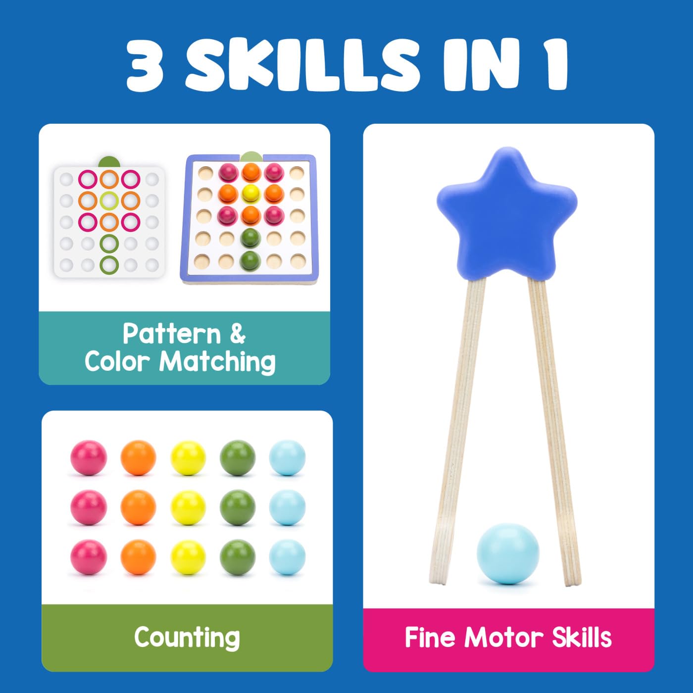 Educational Insights Pattern & Sequencing Wooden Board - Color Matching Toy for Kids, Fine Motor Kits, Sequence Board Games for Toddlers, Preschool