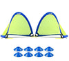 Poray Soccer Goal for Kid Easy-up Set of Two Portable Soccer Net 210D Oxford with 8 Field Marker Cones Extra Stakes Fun for Backyard and Soccer