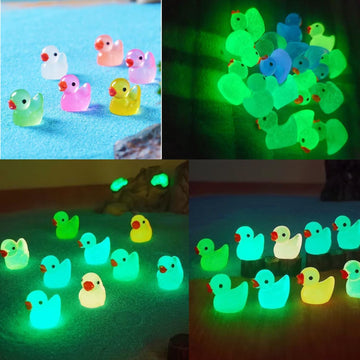 DZTIAN Glow in the Dark Mini Rubber Ducks12 Colors 35 Mini Resin Duck Garden Duck Class Activity Micro Landscape Decoration Ducklings Toy House Prank