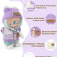 Evowatt Doll Outfits, Clothes for Labubu 17cm Doll, 4-Piece Knitted Doll Clothes Set - Striped Sweater, Beanie Hat, Mini Bag & Shell Bracelet, Purple