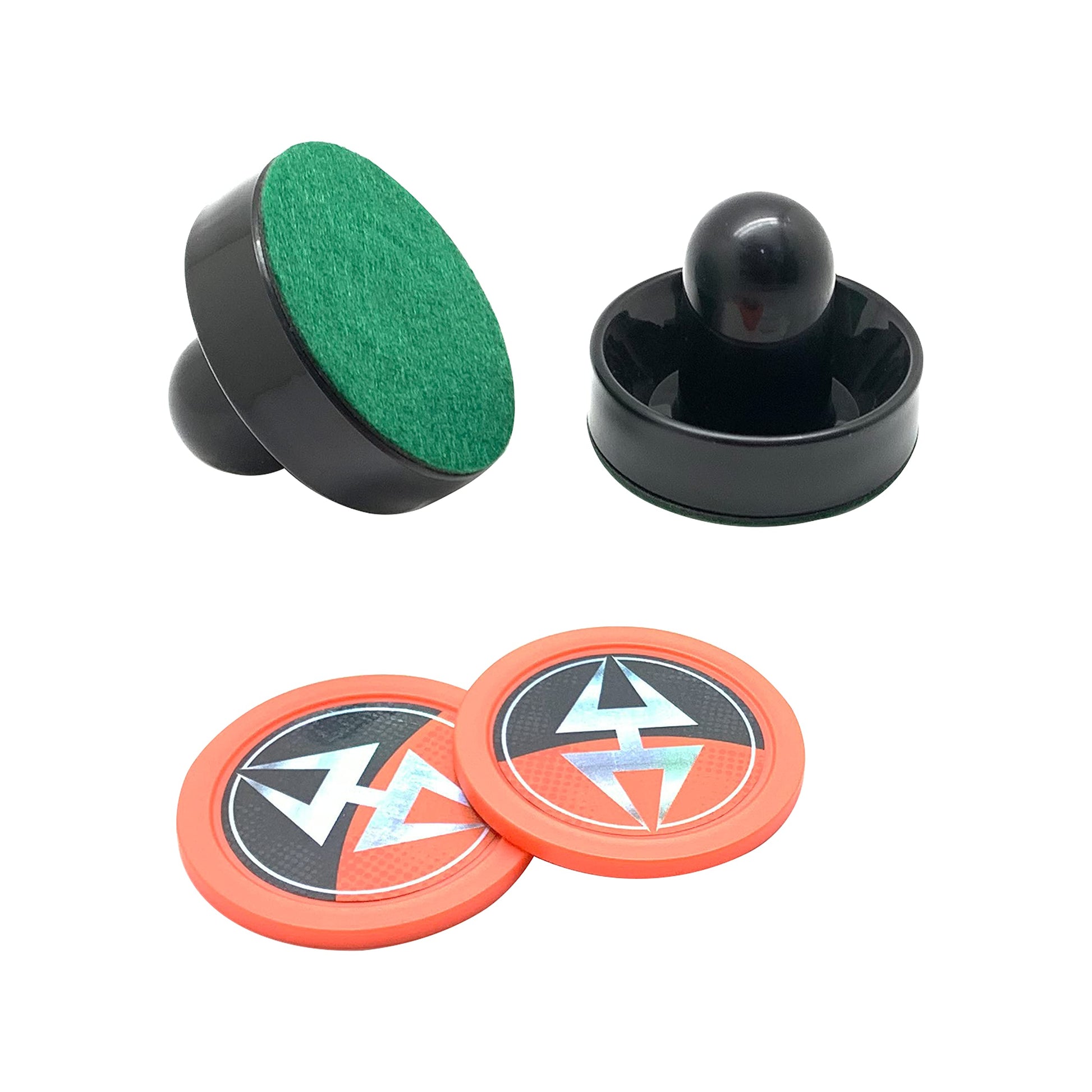 Hathaway Arcade Air Hockey 3-in Strikers and 2.5-in Pucks - Black and Orange