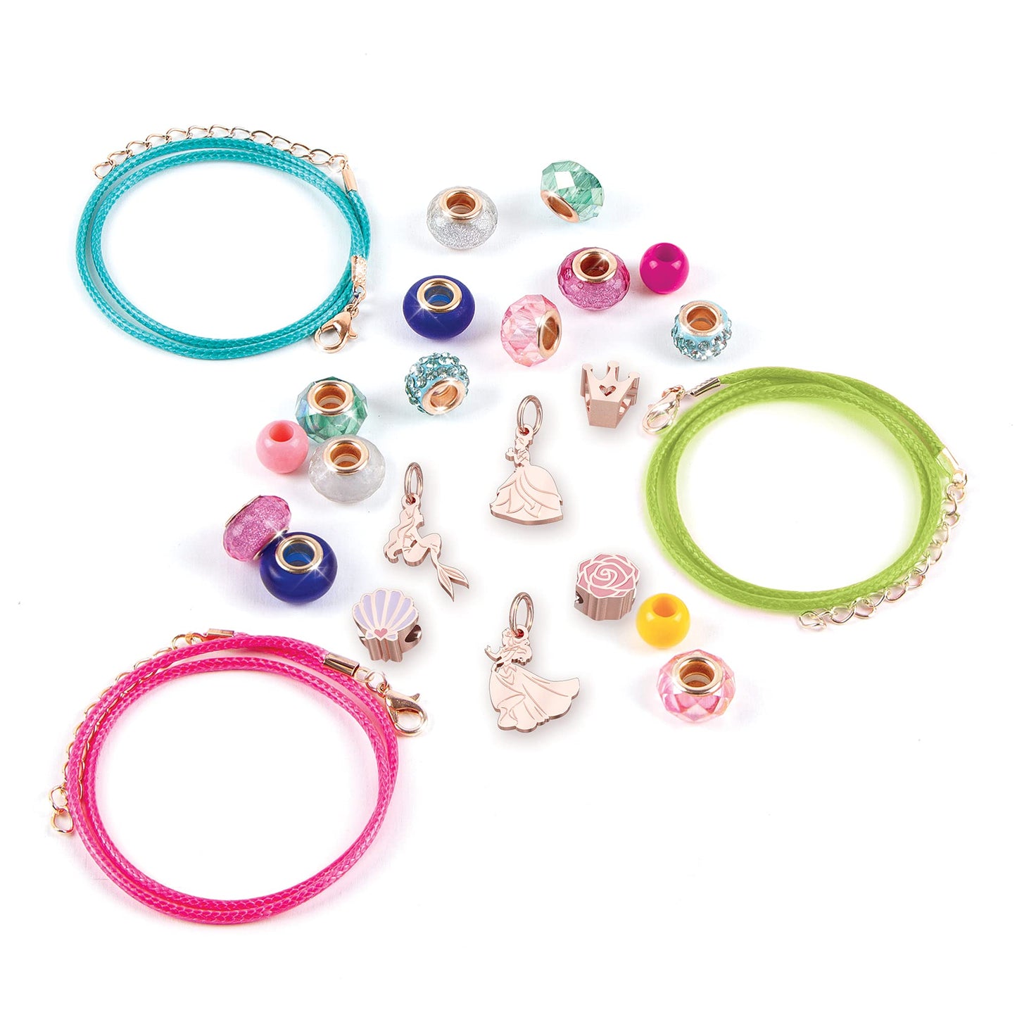 Make It Real - Ultimate Princess Royal Jewels and Gems - DIY Charm Bracelet Making Kit with Disney Princess Charms - Arts & Crafts Bead Kit for Girls