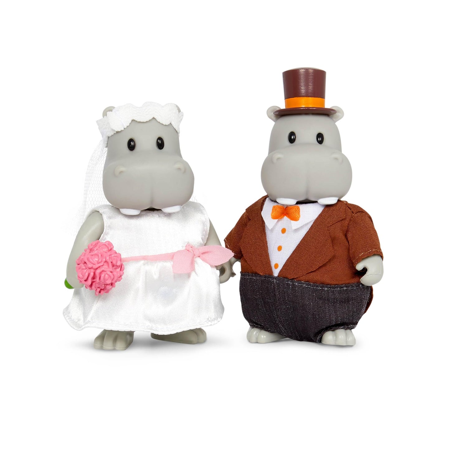 Li'l Woodzeez Pitterpotemus Hippo Family Wedding Set, 7 Posable, Playsets