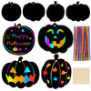 Lucleag Halloween Scratch Art Paper Crafts Kit, 40 Pieces Rainbow Halloween Pumpkins for Halloween Decoration Halloween Colorful DIY Pumpkins