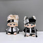 niannyyhouse 10cm Plush Doll Clothes Loose Black and White Suit Headwear Hoodie Pants Glasses Shoes Doll Dressup (Black, 10cm)