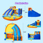 JOYLDIAS Inflatable Water Slide Bounce House,Giant Water Park, Double Slide Bouncer Castle w/Splash Pool, Jump Area, Climbing Wall, 550W Air Blower