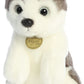 Aurora Adorable Miyoni Tots Sitting Pretty Husky Pup Stuffed Animal - Lifelike Detail - Cherished Companionship - White 10 Inches
