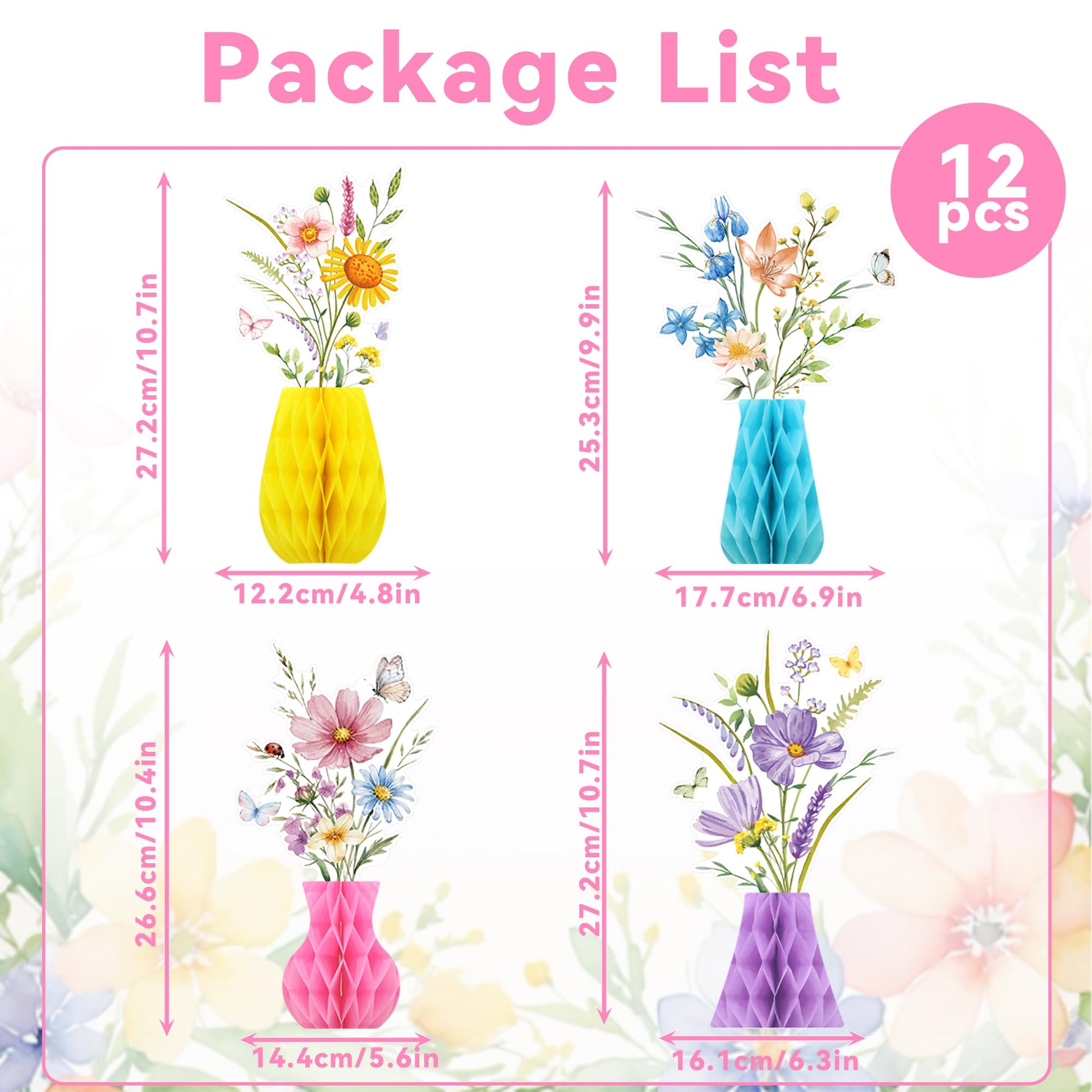 GANKTOWCOY 12 Pcs Wildflower Honeycomb Centerpieces Party Decorations