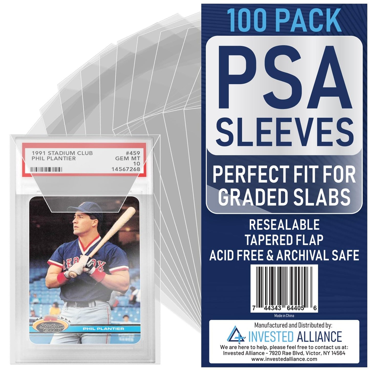 Invested Alliance PSA Slab Sleeves for Graded Cards | PSA Exact Fit Graded Card Sleeves, Resealable Slab Protector for TCG Collectors - Sports