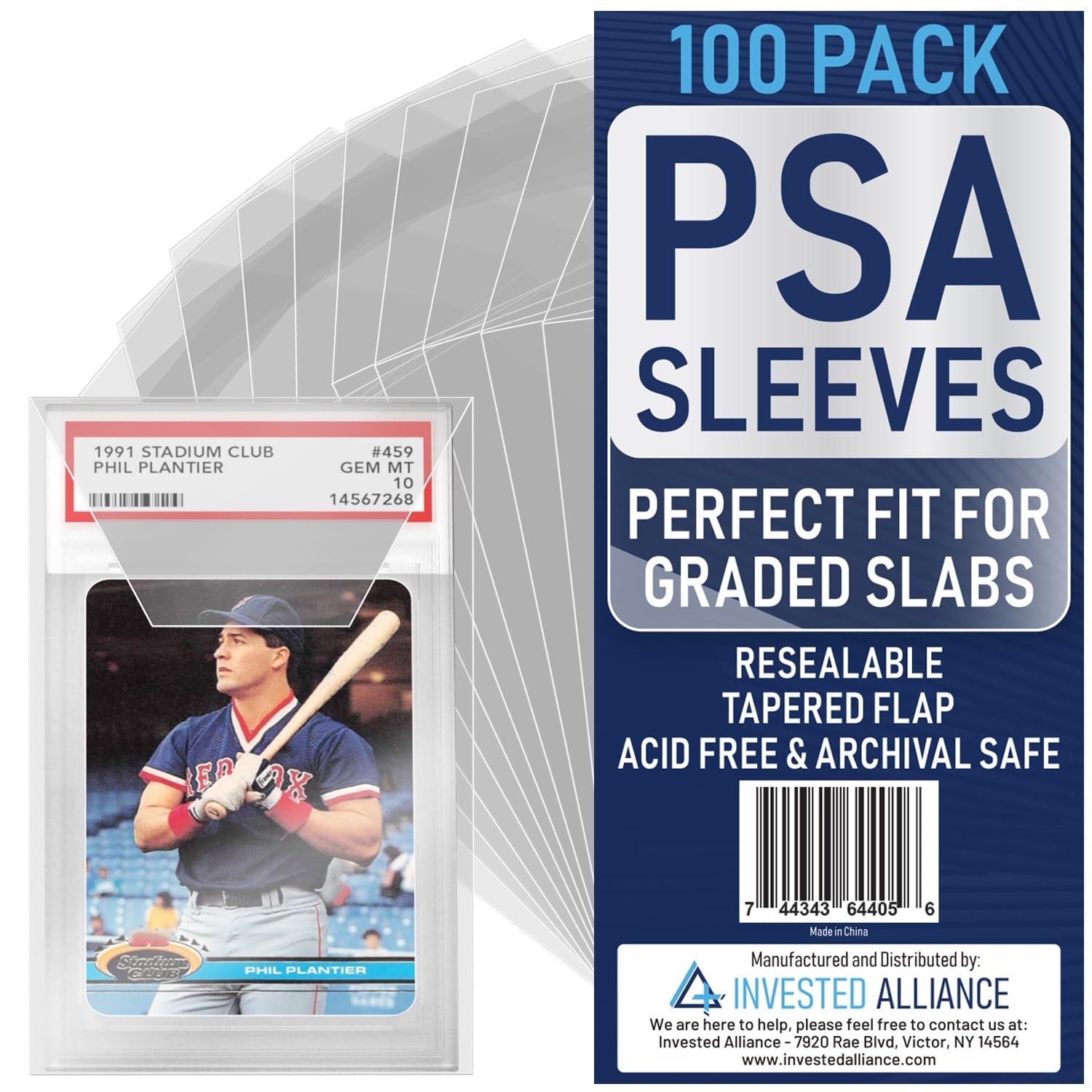 Invested Alliance PSA Slab Sleeves for Graded Cards | PSA Exact Fit Graded Card Sleeves, Resealable Slab Protector for TCG Collectors - Sports