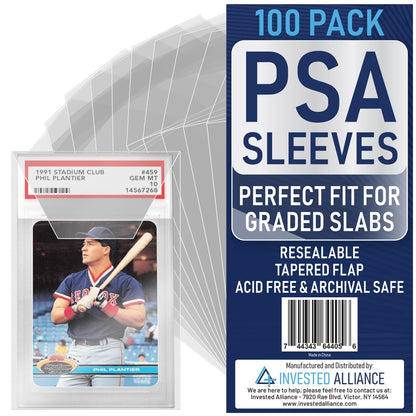 Invested Alliance PSA Slab Sleeves for Graded Cards | PSA Exact Fit Graded Card Sleeves, Resealable Slab Protector for TCG Collectors - Sports