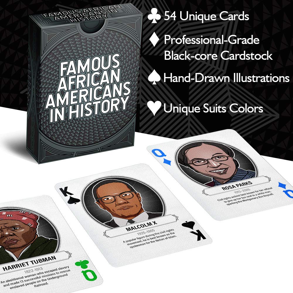 Whalebacon Famous African Americans in History Playing Cards - Professional Premium Quality - Standard Size - Great for Poker, Blackjack