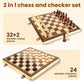 LEAP Magnetic Wooden Chess Checker Sets 15.5 inch Foldable Chess Board 3 inch King Height Chess Pieces, Upper Magnetic Checker Storage Slots