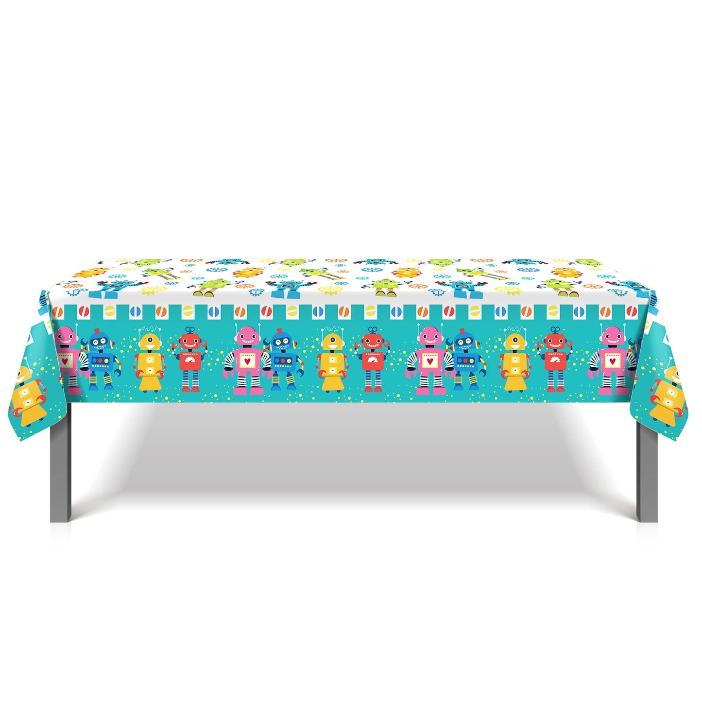 2Pcs Robots Party Plastic Table Covers, Disposable Robot Party Decorations Tablecloth, Disposable Plastic Tablecloths Holiday Parties Tablecloths