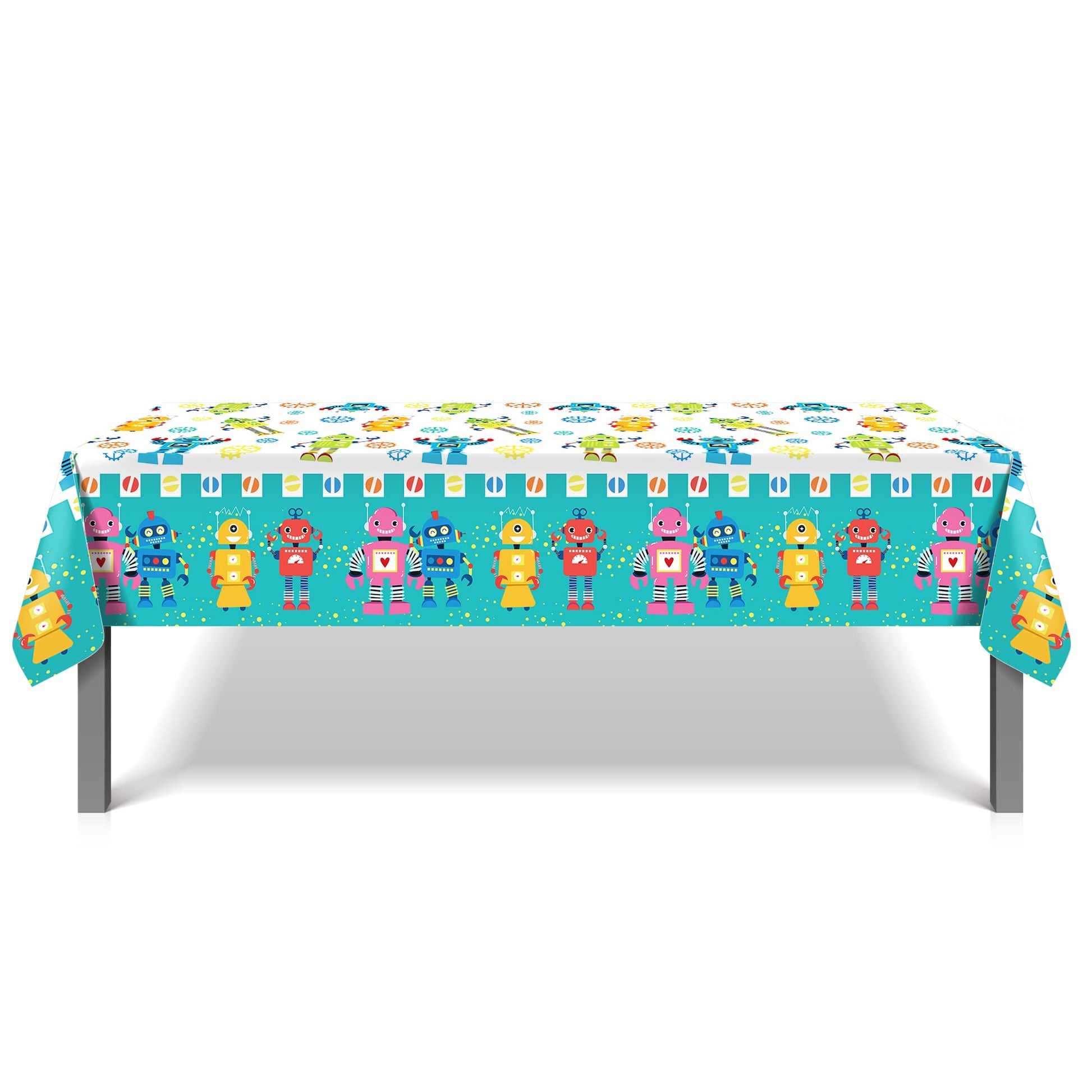 2Pcs Robots Party Plastic Table Covers, Disposable Robot Party Decorations Tablecloth, Disposable Plastic Tablecloths Holiday Parties Tablecloths