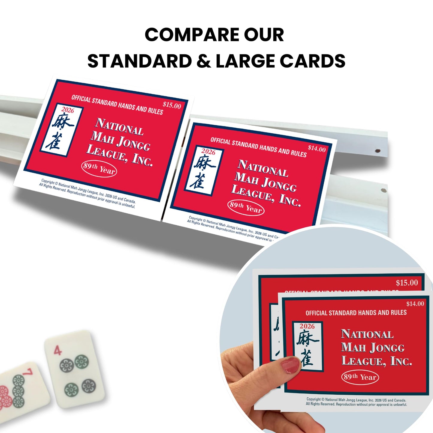 National Mah Jongg League 2026 Mahjong Standard Size Cards Four-Pack Bundle - Official Hands and Rules for American Mahjong (Four Standard-Size Cards)