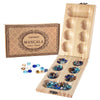 AMEROUS Wooden Mancala Board Game Set - Folding Board - Multi Color Glass Stones - Gift Package - Mancala Instructions, Portable Travel Board Game