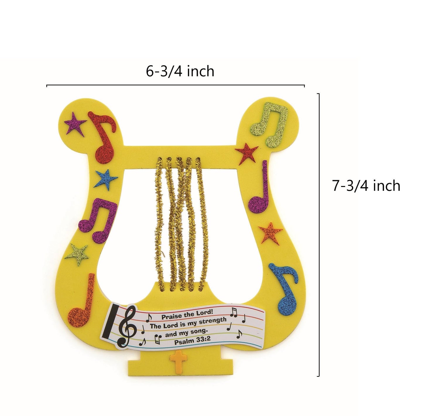 Fun Express Praise The Lord David's Harp Craft Kit - Church Sunday School VBS 2026 Children's Craft Supplies Bible Verse Project - Makes 12
