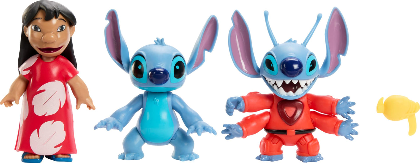 Mattel Disney Lilo & Stitch Storytellers Set of 3 Action Figures, Finding Ohana Collectible Toy Pack with Lilo, Stitch & Experiment 626