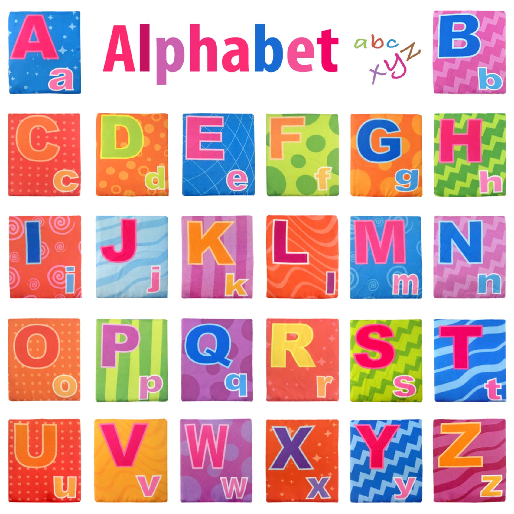 Baby First Flash Cards, 26 Soft Alphabet Cards with Cloth Storage Bag