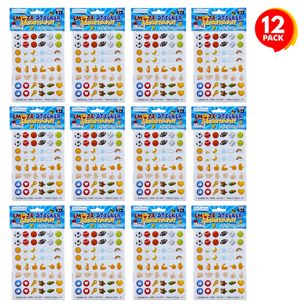 ArtCreativity 3000+ Emoticon Stickers for Kids, Includes 12 Packs with 72 Sticker Sheets, Emoticon Sticker Set for Teacher Classroom Rewards, Art