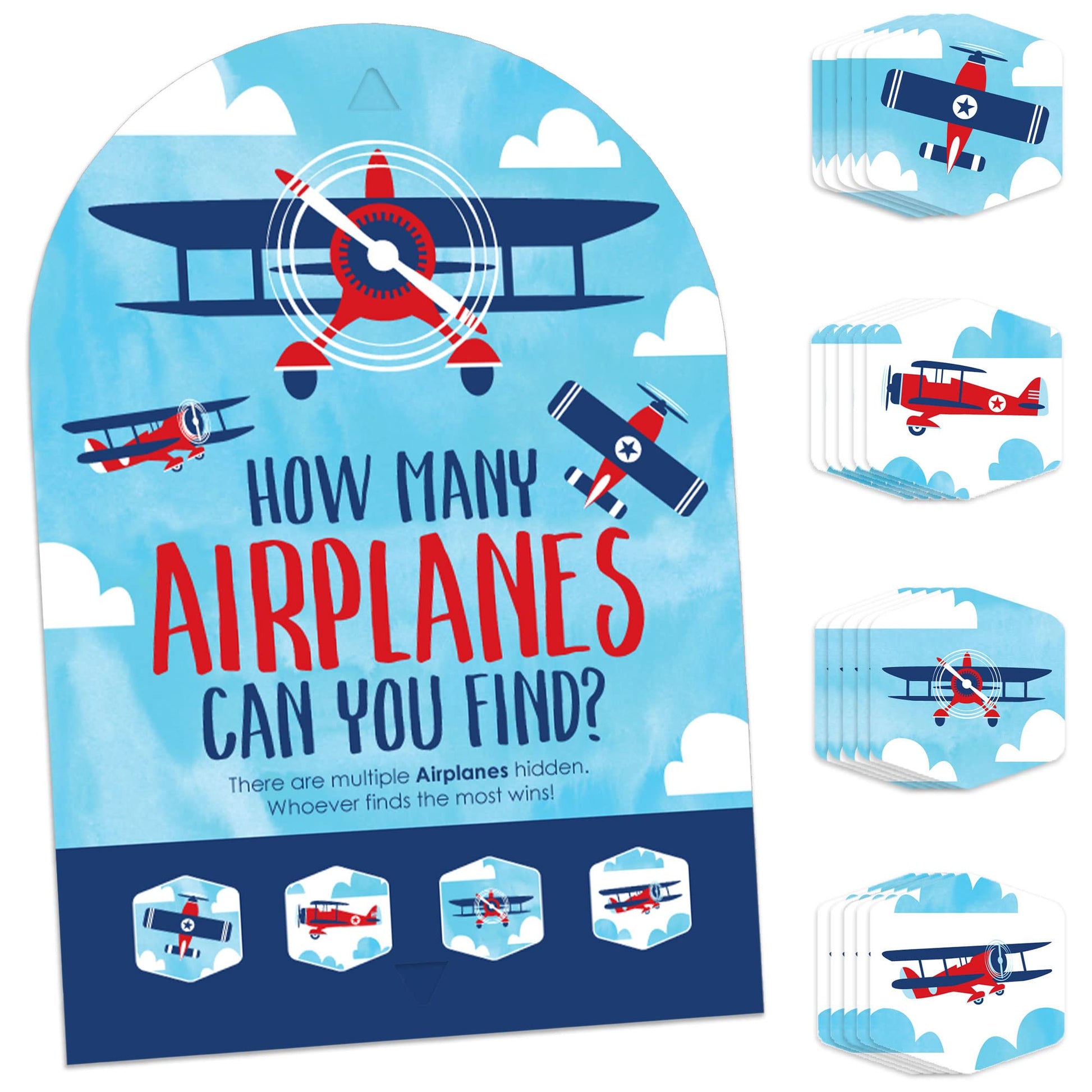 Big Dot of Happiness Taking Flight - Airplane - Vintage Plane Baby Shower or Birthday Party Scavenger Hunt - 1 Stand and 48 Game Pieces - Hide