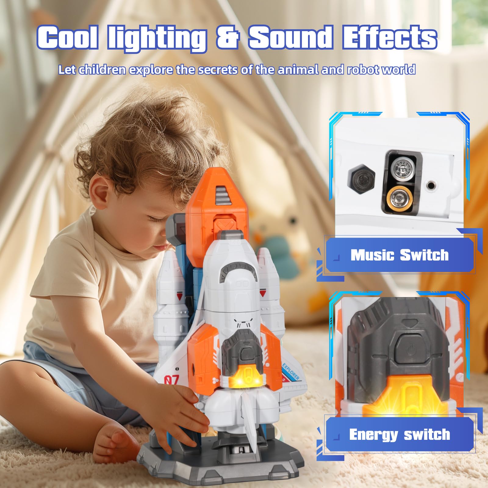 MIEBELY Magnetic Transform Robot Toy, 3 in 1 Large STEM Construction Transforming Toy for Toddlers, Kids Action Figure Robot for Boy and Girls