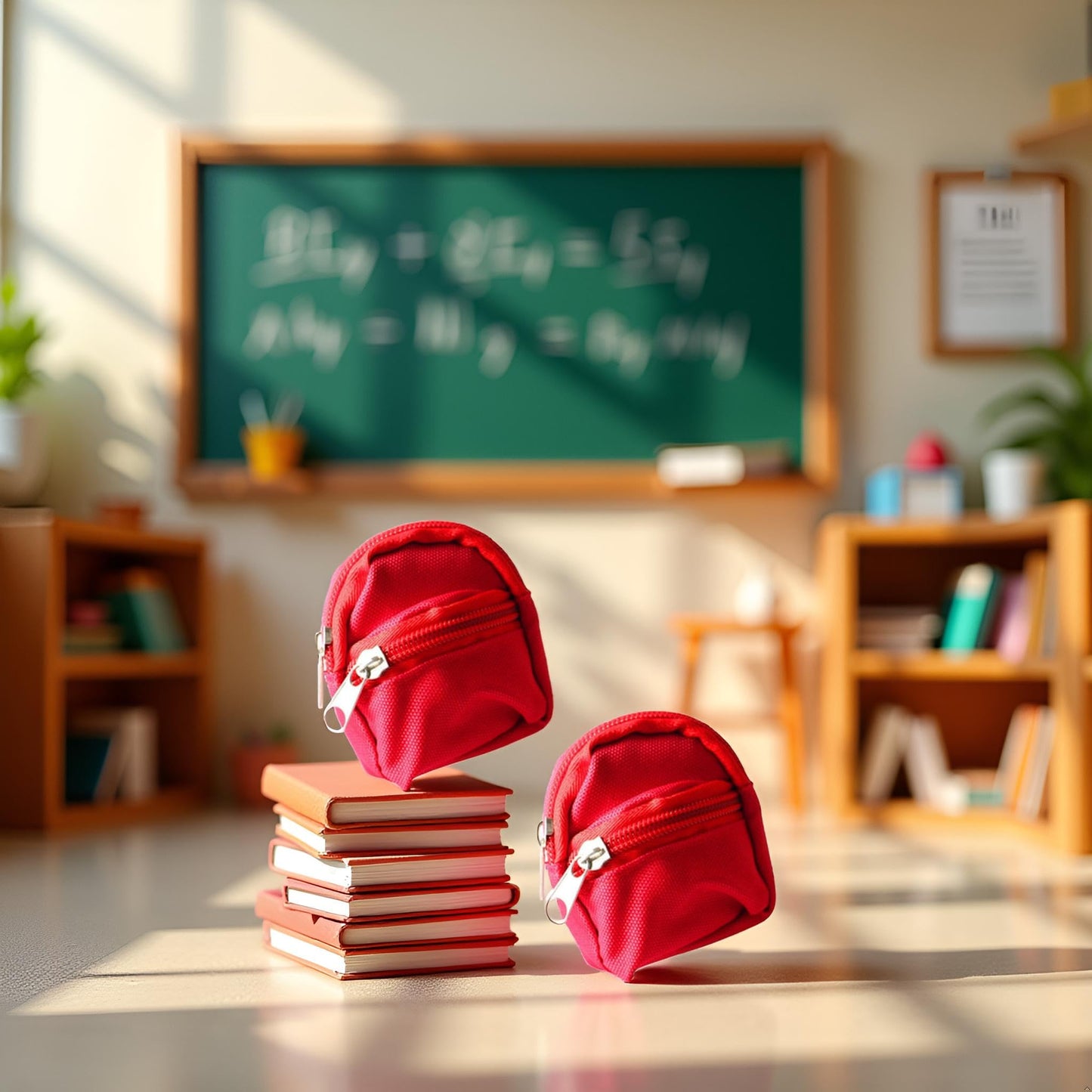 2Pcs Red Mini Doll Backpack School Bag Model Dollhouse School Accessory for 1/6 Scale Dollhouse Décor, Simulation Mini School Bag Model,Dollhouse