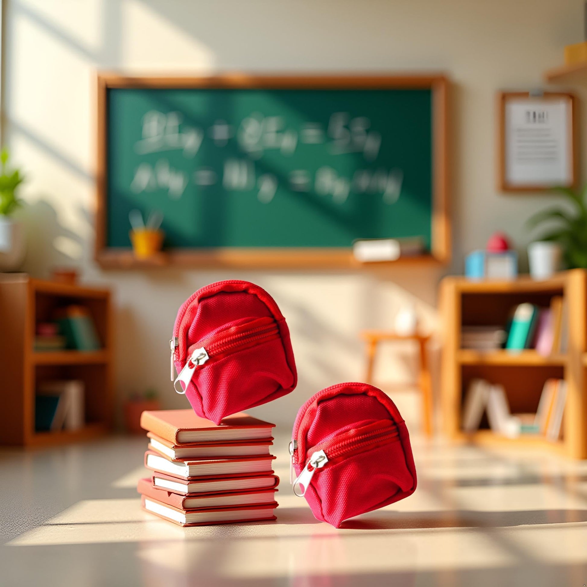 2Pcs Red Mini Doll Backpack School Bag Model Dollhouse School Accessory for 1/6 Scale Dollhouse Décor, Simulation Mini School Bag Model,Dollhouse